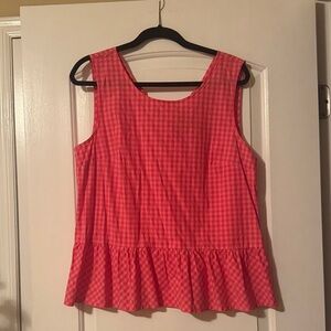 J. Crew Pink Gingham Sleeveless Top
